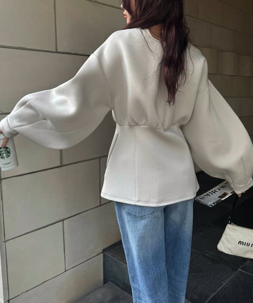 WILLFULLY（ウィルフリー）の「v neck volume sleeve peplum ponte tops（その他トップス・レディース・アイボリー/ブラック/ブルー系その他・FREE）」の10枚目の写真