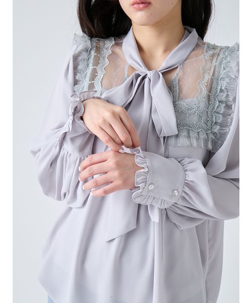 LILY BROWN(リリーブラウン)の「ヴィンテージライクボウタイブラウス(シャツ/ブラウス・レディース・ラベンダー/イエロー/アイボリー・F)」の11枚目の写真