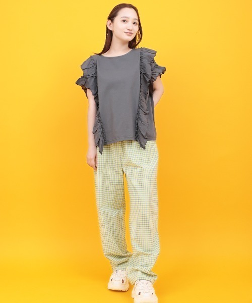 チチカカ(チチカカ)の「Orale! 異素材フリルプルオーバー(Tシャツ/カットソー・レディース・ブルー/チャコールグレー・FREE)」の8枚目の写真