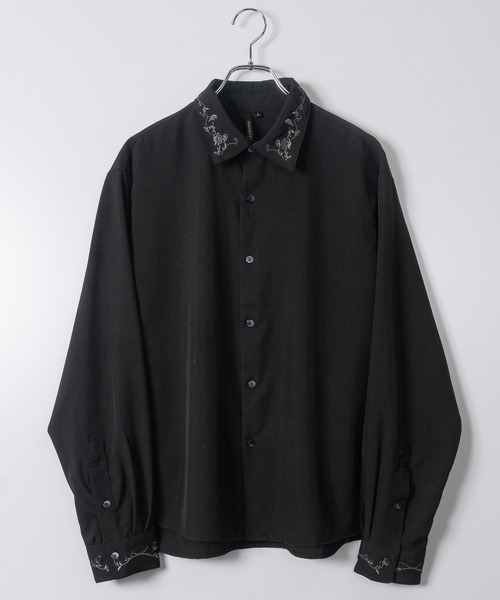 JOHN'S CLOSET（ジョンズクローゼット）の「【13】襟/カフス デザインエンブロイダリーシャツ（シャツ/ブラウス・メンズ・ホワイト/ブラック・MEDIUM/LARGE）」の2枚目の写真