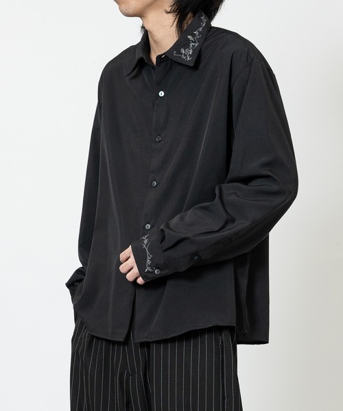 JOHN'S CLOSET（ジョンズクローゼット）の「【13】襟/カフス デザインエンブロイダリーシャツ（シャツ/ブラウス・メンズ・ホワイト/ブラック・MEDIUM/LARGE）」の4枚目の写真