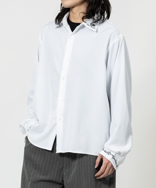 JOHN'S CLOSET（ジョンズクローゼット）の「【13】襟/カフス デザインエンブロイダリーシャツ（シャツ/ブラウス・メンズ・ホワイト/ブラック・MEDIUM/LARGE）」の10枚目の写真