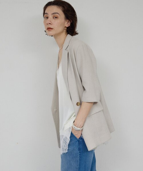 GALLARDAGALANTE(ガリャルダガランテ)の「【2サイズ展開】【大人気アイテムが今年も登場】ハーフスリーブジャケット(テーラードジャケット・レディース・グレー/ベージュ/ブラック・0/1)」の3枚目の写真