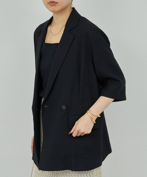 GALLARDAGALANTE(ガリャルダガランテ)の「【2サイズ展開】【大人気アイテムが今年も登場】ハーフスリーブジャケット(テーラードジャケット・レディース・グレー/ベージュ/ブラック・0/1)」の4枚目の写真