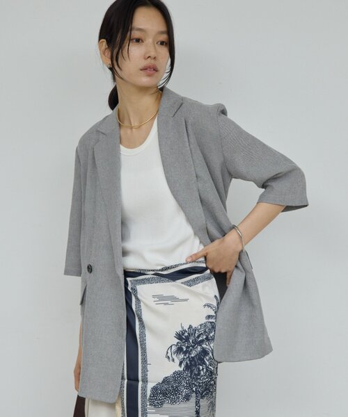 GALLARDAGALANTE(ガリャルダガランテ)の「【2サイズ展開】【大人気アイテムが今年も登場】ハーフスリーブジャケット(テーラードジャケット・レディース・グレー/ベージュ/ブラック・0/1)」の12枚目の写真