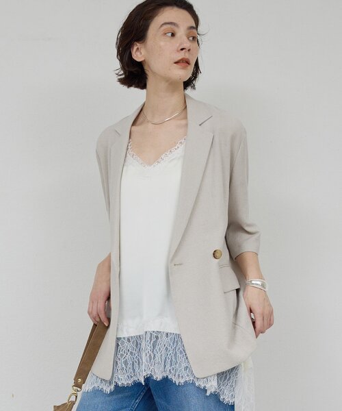 GALLARDAGALANTE(ガリャルダガランテ)の「【2サイズ展開】【大人気アイテムが今年も登場】ハーフスリーブジャケット(テーラードジャケット・レディース・グレー/ベージュ/ブラック・0/1)」の21枚目の写真