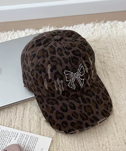 NANEA（ナネア）の「ラインストーンリボン ヒョウ柄キャップ（キャップ・レディース・ブラウン/ベージュ・フリー）」の20枚目の写真