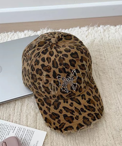 NANEA（ナネア）の「ラインストーンリボン ヒョウ柄キャップ（キャップ・レディース・ブラウン/ベージュ・フリー）」の21枚目の写真