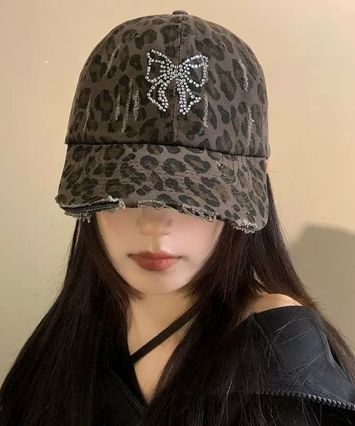 NANEA（ナネア）の「ラインストーンリボン ヒョウ柄キャップ（キャップ・レディース・ブラウン/ベージュ・フリー）」の19枚目の写真