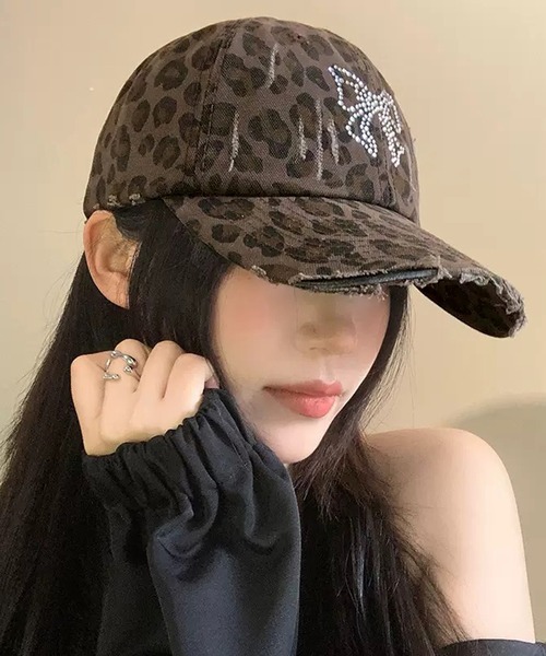 NANEA（ナネア）の「ラインストーンリボン ヒョウ柄キャップ（キャップ・レディース・ブラウン/ベージュ・フリー）」の16枚目の写真