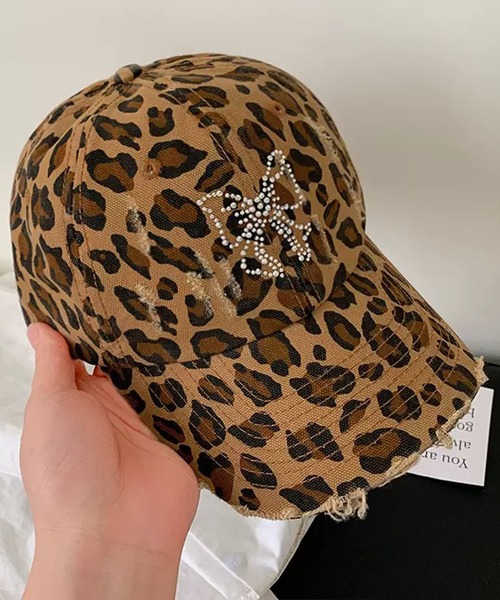 NANEA（ナネア）の「ラインストーンリボン ヒョウ柄キャップ（キャップ・レディース・ブラウン/ベージュ・フリー）」の14枚目の写真