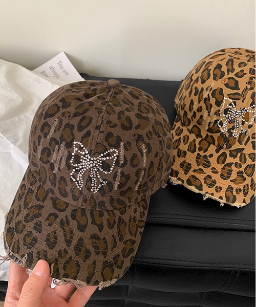 NANEA（ナネア）の「ラインストーンリボン ヒョウ柄キャップ（キャップ・レディース・ブラウン/ベージュ・フリー）」の15枚目の写真