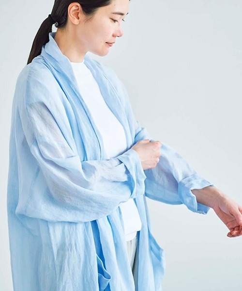 ata(アタ)の「ata robe 3. / ラミーローブコート(その他アウター・レディース・サックスブルー/ピンク/ネイビー・MEDIUM)」の21枚目の写真