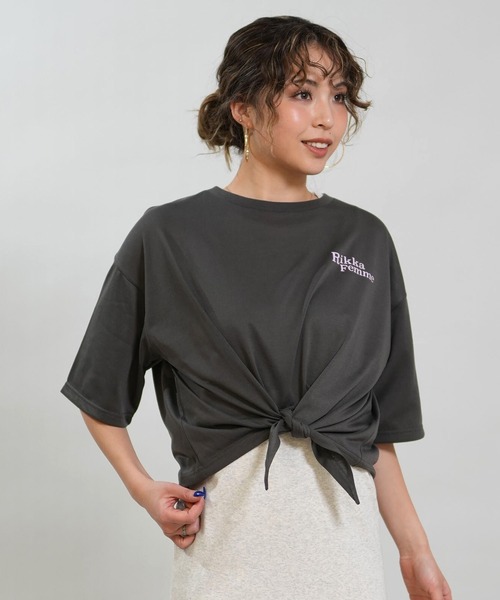 RIKKA FEMME(リッカファム)の「RIKKA FEMME/リッカファム 半袖 Tシャツ バックプリント 結びデザイン 吸水速乾 UVカット RF6S-2103(Tシャツ/カットソー・レディース・チャコールグレー/ホワイト/イエロー/ネイビー・FREE)」の11枚目の写真