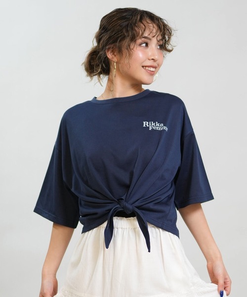 RIKKA FEMME(リッカファム)の「RIKKA FEMME/リッカファム 半袖 Tシャツ バックプリント 結びデザイン 吸水速乾 UVカット RF6S-2103(Tシャツ/カットソー・レディース・チャコールグレー/ホワイト/イエロー/ネイビー・FREE)」の17枚目の写真