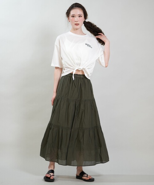 RIKKA FEMME(リッカファム)の「RIKKA FEMME/リッカファム 半袖 Tシャツ バックプリント 結びデザイン 吸水速乾 UVカット RF6S-2103(Tシャツ/カットソー・レディース・チャコールグレー/ホワイト/イエロー/ネイビー・FREE)」の7枚目の写真