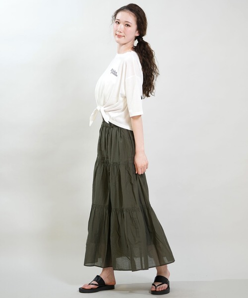 RIKKA FEMME(リッカファム)の「RIKKA FEMME/リッカファム 半袖 Tシャツ バックプリント 結びデザイン 吸水速乾 UVカット RF6S-2103(Tシャツ/カットソー・レディース・チャコールグレー/ホワイト/イエロー/ネイビー・FREE)」の8枚目の写真