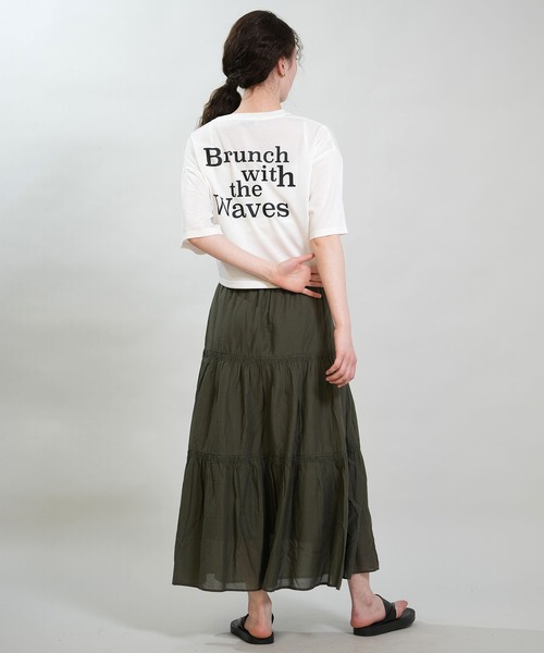 RIKKA FEMME(リッカファム)の「RIKKA FEMME/リッカファム 半袖 Tシャツ バックプリント 結びデザイン 吸水速乾 UVカット RF6S-2103(Tシャツ/カットソー・レディース・チャコールグレー/ホワイト/イエロー/ネイビー・FREE)」の9枚目の写真