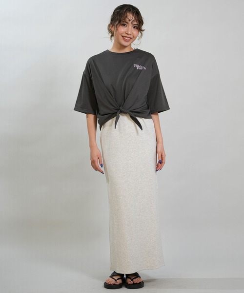 RIKKA FEMME(リッカファム)の「RIKKA FEMME/リッカファム 半袖 Tシャツ バックプリント 結びデザイン 吸水速乾 UVカット RF6S-2103(Tシャツ/カットソー・レディース・チャコールグレー/ホワイト/イエロー/ネイビー・FREE)」の13枚目の写真