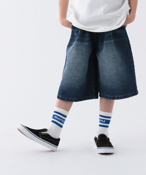 トレンドのストリートコーデに☆]バギーハーフデニムパンツ(KIDS