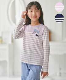 Tシャツ/カットソー（パープル/紫色系・ボーダー柄）ファッション通販