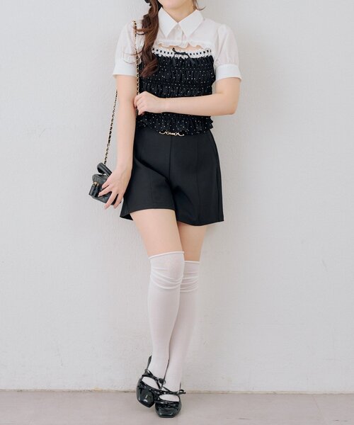 continuer de NICE CLAUP（コンティニューデナイスクラップ）の「ビット付ショートパンツ（その他パンツ・レディース・チャコールグレー/ブラック/ベージュ・FREE）」の16枚目の写真