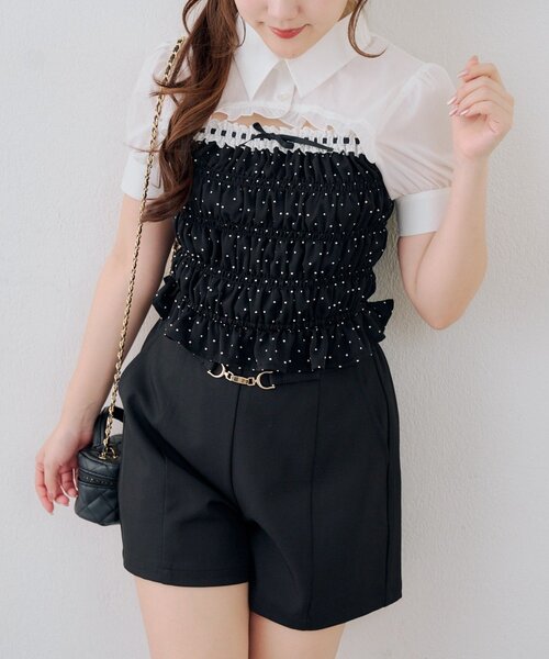 continuer de NICE CLAUP（コンティニューデナイスクラップ）の「ビット付ショートパンツ（その他パンツ・レディース・チャコールグレー/ブラック/ベージュ・FREE）」の17枚目の写真