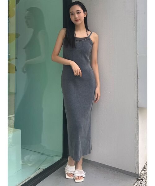 MURUA（ムルーア）の「レイヤードライクニットキャミワンピース　夏服（ワンピース・レディース・ブラック/マスタード/ブルー・FREE）」の5枚目の写真
