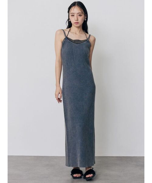 MURUA（ムルーア）の「レイヤードライクニットキャミワンピース　夏服（ワンピース・レディース・ブラック/マスタード/ブルー・FREE）」の6枚目の写真