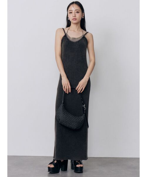 MURUA（ムルーア）の「レイヤードライクニットキャミワンピース　夏服（ワンピース・レディース・ブラック/マスタード/ブルー・FREE）」の7枚目の写真