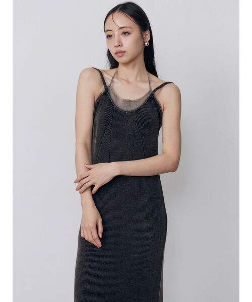 MURUA（ムルーア）の「レイヤードライクニットキャミワンピース　夏服（ワンピース・レディース・ブラック/マスタード/ブルー・FREE）」の14枚目の写真