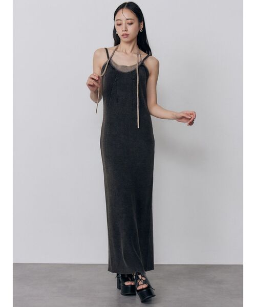 MURUA（ムルーア）の「レイヤードライクニットキャミワンピース　夏服（ワンピース・レディース・ブラック/マスタード/ブルー・FREE）」の18枚目の写真