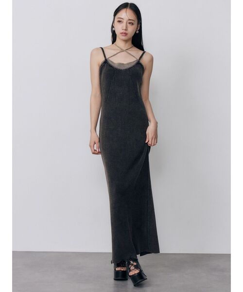 MURUA（ムルーア）の「レイヤードライクニットキャミワンピース　夏服（ワンピース・レディース・ブラック/マスタード/ブルー・FREE）」の19枚目の写真