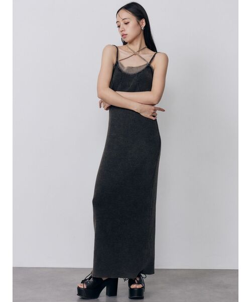 MURUA（ムルーア）の「レイヤードライクニットキャミワンピース　夏服（ワンピース・レディース・ブラック/マスタード/ブルー・FREE）」の20枚目の写真