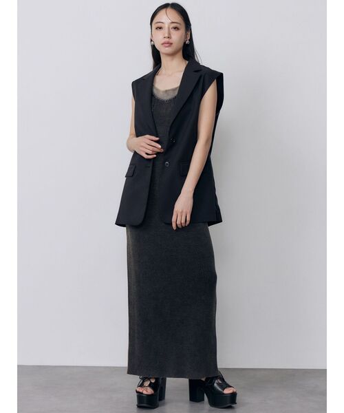 MURUA（ムルーア）の「レイヤードライクニットキャミワンピース　夏服（ワンピース・レディース・ブラック/マスタード/ブルー・FREE）」の21枚目の写真