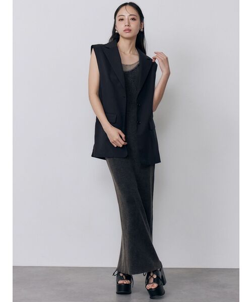 MURUA（ムルーア）の「レイヤードライクニットキャミワンピース　夏服（ワンピース・レディース・ブラック/マスタード/ブルー・FREE）」の22枚目の写真