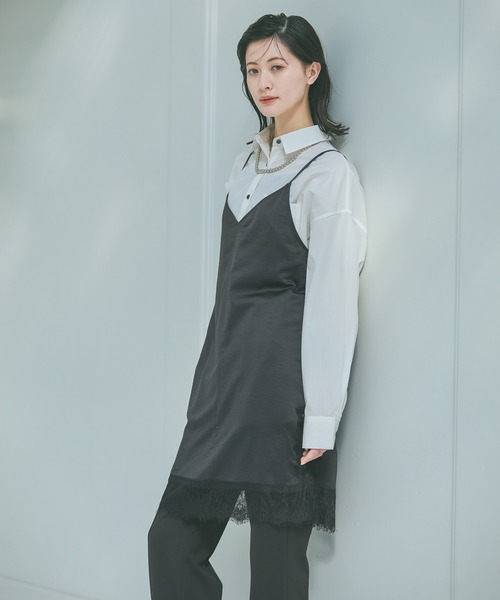 LAKOLE（ラコレ）の「サテンレースミニキャミワンピース / 647939（ワンピース・レディース・ブラック/アイボリー・FREE）」の2枚目の写真