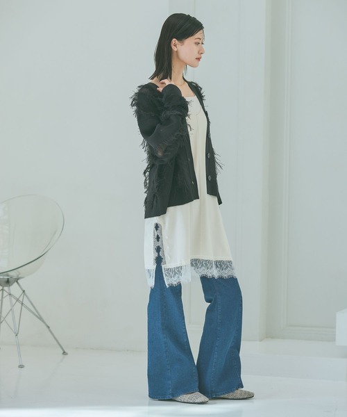 LAKOLE（ラコレ）の「サテンレースミニキャミワンピース / 647939（ワンピース・レディース・ブラック/アイボリー・FREE）」の5枚目の写真