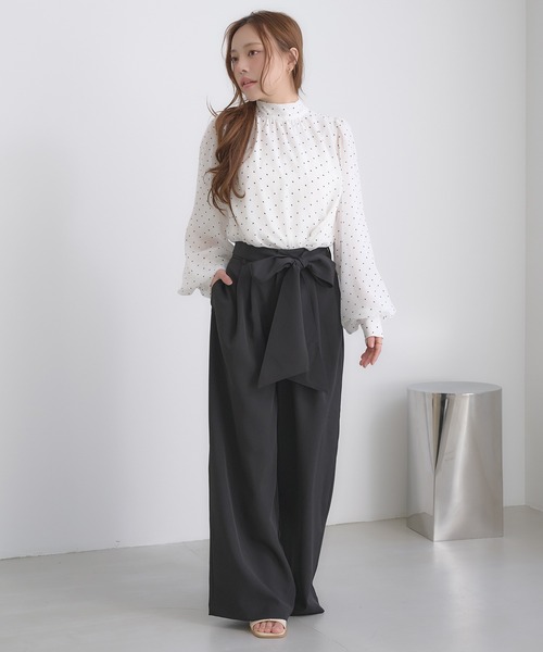SOELA(ソエラ)の「【INGNI SOELA】リボンベルト付きワイドパンツ/WEB限定(その他パンツ・レディース・ブラック/ベージュ/モカ・M)」の6枚目の写真
