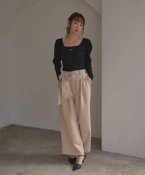 SOELA(ソエラ)の「【INGNI SOELA】リボンベルト付きワイドパンツ/WEB限定(その他パンツ・レディース・ブラック/ベージュ/モカ・M)」の19枚目の写真
