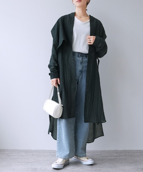 reca（レカ）の「サイドリボンシャツワンピース（シャツワンピース・レディース・ダークグリーン/グレイッシュベージュ/エメラルド・FREE）」の9枚目の写真