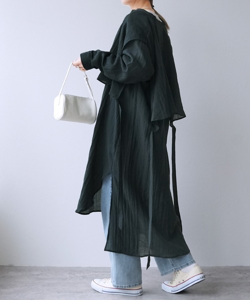 reca（レカ）の「サイドリボンシャツワンピース（シャツワンピース・レディース・ダークグリーン/グレイッシュベージュ/エメラルド・FREE）」の11枚目の写真