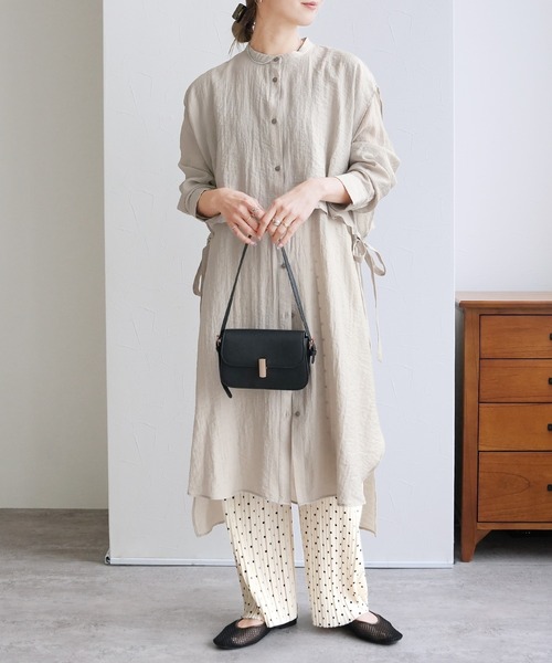 reca（レカ）の「サイドリボンシャツワンピース（シャツワンピース・レディース・ダークグリーン/グレイッシュベージュ/エメラルド・FREE）」の4枚目の写真