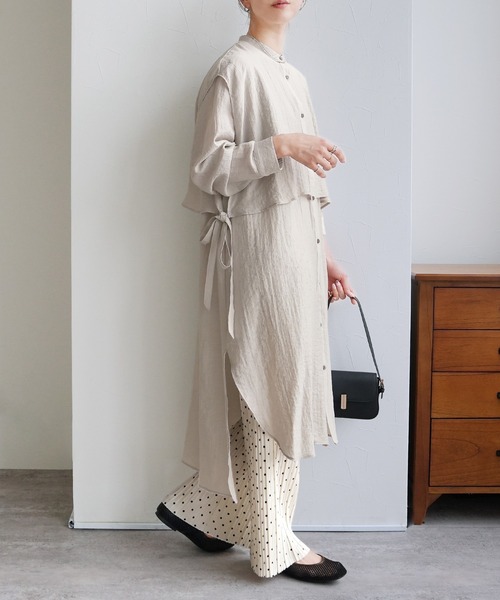 reca（レカ）の「サイドリボンシャツワンピース（シャツワンピース・レディース・ダークグリーン/グレイッシュベージュ/エメラルド・FREE）」の6枚目の写真