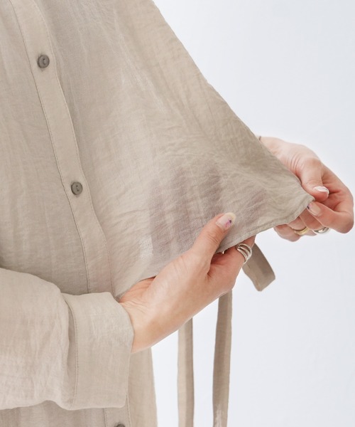 reca（レカ）の「サイドリボンシャツワンピース（シャツワンピース・レディース・ダークグリーン/グレイッシュベージュ/エメラルド・FREE）」の7枚目の写真