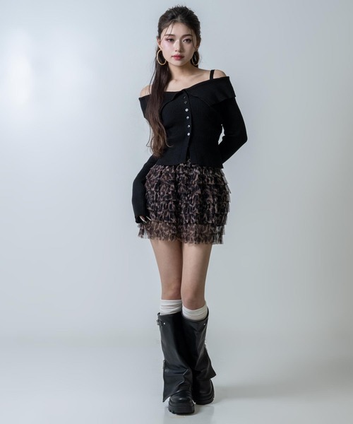 ANAP(アナップ)の「リブニット オフショルダー トップス(ニット/セーター・レディース・ピンク/アイボリー/ブラック・F)」の11枚目の写真