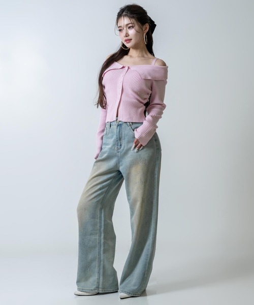 ANAP(アナップ)の「リブニット オフショルダー トップス(ニット/セーター・レディース・ピンク/アイボリー/ブラック・F)」の16枚目の写真