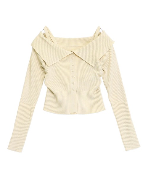 ANAP(アナップ)の「リブニット オフショルダー トップス(ニット/セーター・レディース・ピンク/アイボリー/ブラック・F)」の19枚目の写真