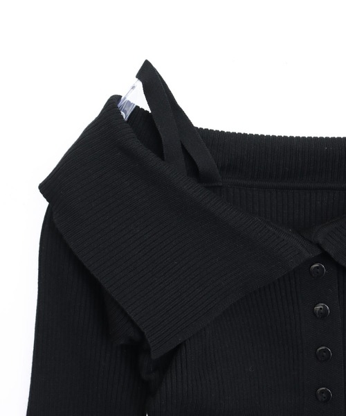 ANAP(アナップ)の「リブニット オフショルダー トップス(ニット/セーター・レディース・ピンク/アイボリー/ブラック・F)」の22枚目の写真