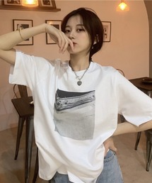 【26年春夏新作】オーバーサイズ フロントフォトプリント ビッグTシャツ